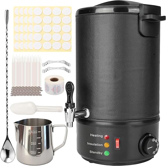 Wax Melter for Candle Making, 6.5 Liter Large Electric Wax Melting Pot Easy Pour Spout, 9-Level Temperature Control, Easy Clean for Candle Soap Cream Beauty Bulk Production Business or Home