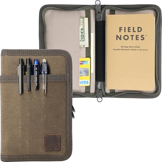 diodrio 3.5" x 5.5" Journal Cover for Field Notes Notebooks YKK Zipper