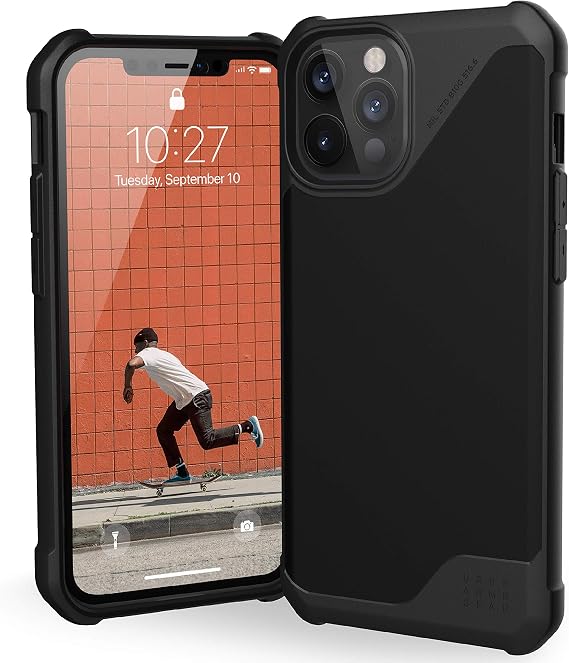 URBAN ARMOR GEAR UAG Designed for iPhone 12 Pro Max Case [6.7-inch Screen] Feather-Light Heavy Duty Shockproof Slim Rugged Metropolis LT. Protective Cover, Smooth PU SATN ARMR Black