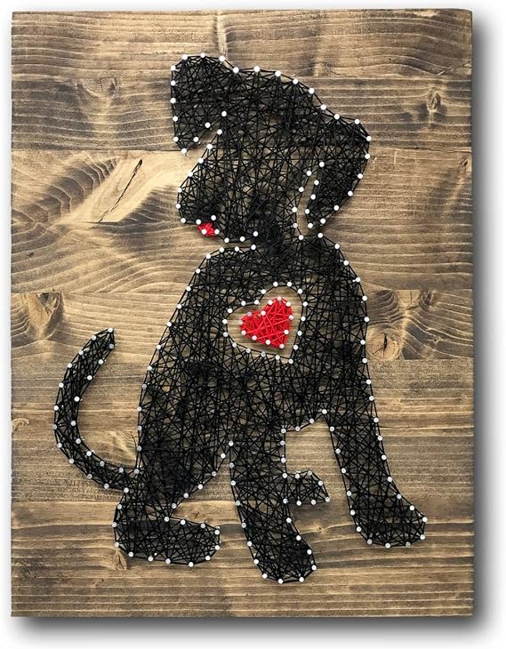 String of the Art (16" x 12" Puppy String Art Kit, American Made Crafting Supplies, Pine Wood, Embroidery Floss, Original Art, DIY Craft Kit for Adults, Beginner to Advanced Crafters
