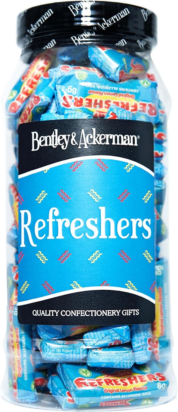 Original Mini Refreshers Chews - Classic Retro Sweets In a Gift Jar by Bentley & Ackerman Sweet Shop.