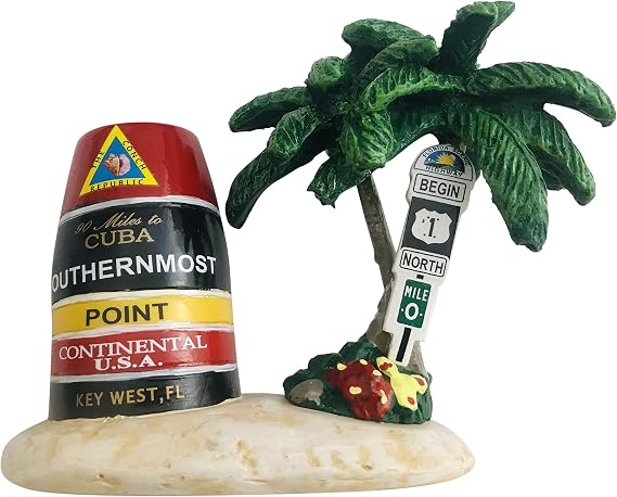 Southernmost Point Buoy Replica Small Statue Key West Table Decoration, 4 inch