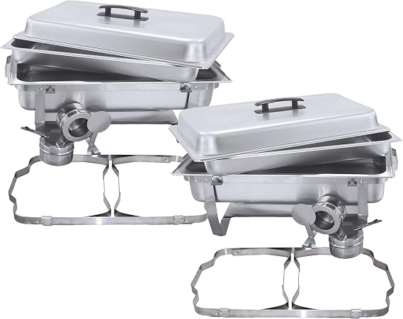TigerChef Chafing Dish Buffet Set - Chaffing Dishes Stainless Steel - 2 Sets of Chafers and Buffet Warmer Set with Folding Frame - Food Warmers for Parties Buffets