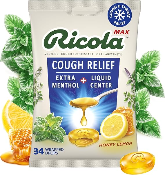 Ricola, Throat Care Max Honey Lemon, 34 Count