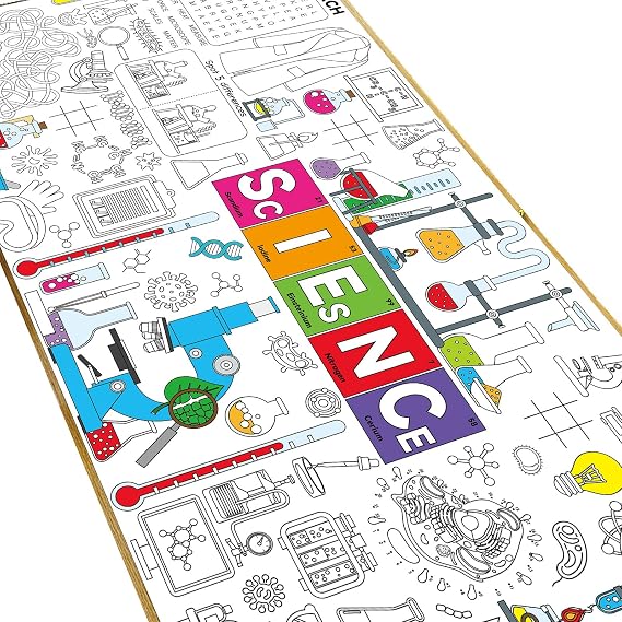 Naozinebi Science Game Giant Coloring Poster 70 * 31inch Large Science Themed Versatile Activity Drawing Paper Coloring Tablecloth DIY Gaming Theme Poster Table Cover Art Craft Coloring Mat Supplies