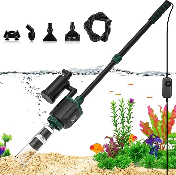 AQQA 6-in-1 Aquarium Gravel Cleaner, 600GPH Adjustable Water Flow Tool