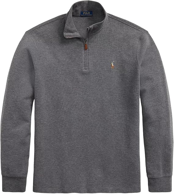Polo Ralph Lauren Mens Estate-Rib Quarter-Zip Pullover Sweater (XL, BarclayGreySigPny) White