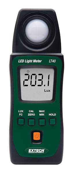 Extech LT40 White LED Light Meter, Lux and Foot Candle, 4000 Count