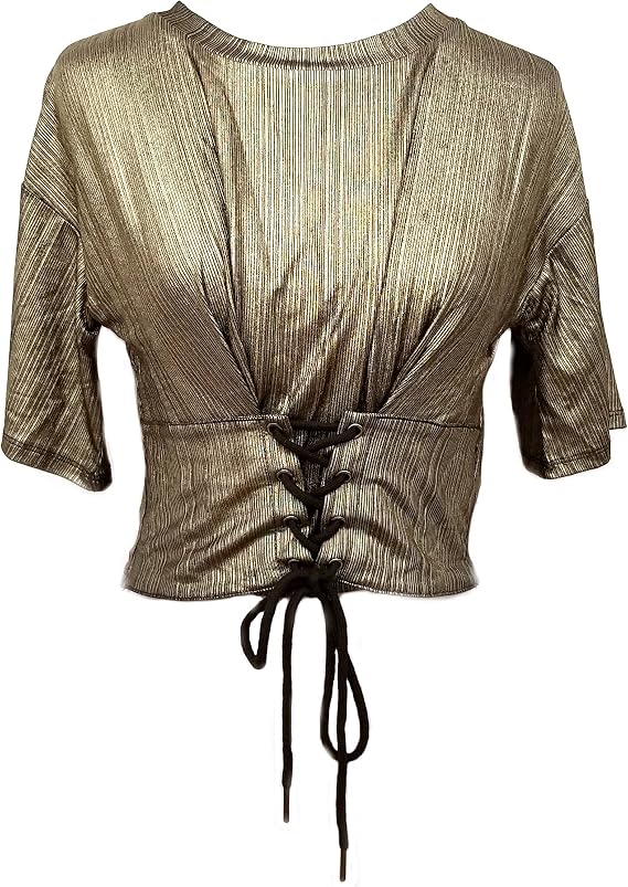 Juniors' Metallic Cropped Corset Top