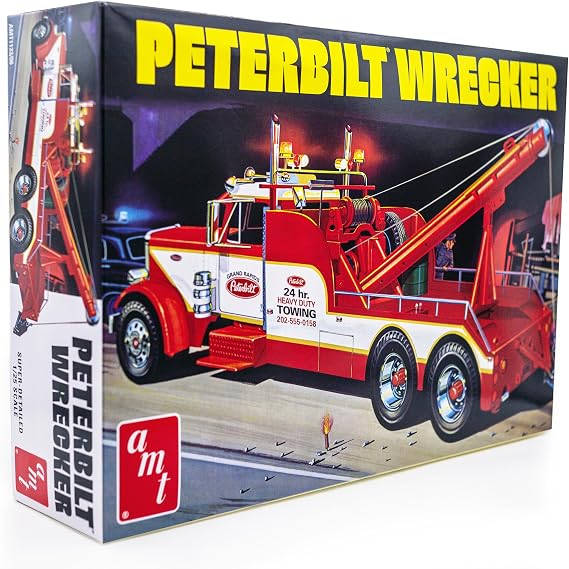 AMT Peterbilt 359 Wrecker Model Kit - 1/25 Scale Buildable Tow Truck for Kids and Adults (AMT1133)