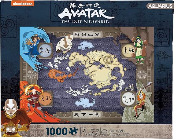 Aquarius Avatar The Last Airbender 1000 Piece Jigsaw Puzzle, Four Nations Map 20x28 Inch Anime Puzzle, Officially Licensed Gift for Teens and Adults