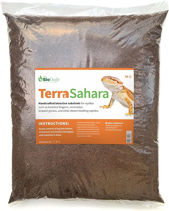 The Bio Dude Terra Sahara Bioactive Reptile Substrate 36 quarts for terrariums and vivariums. Bioactive Substrate for Bearded Dragons, Uromastyx, Leopard Geckos and More!