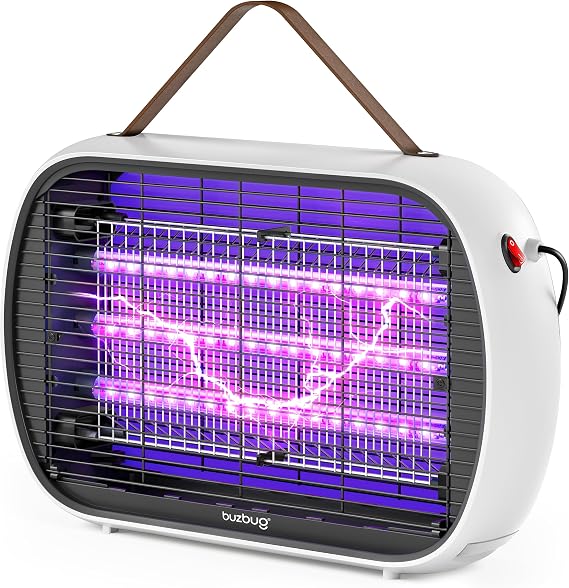 Buzbug Upgraded LED Bug Zapper Indoor, LED Bulbs Up to 50,000 Hours, 3 Lamps Sustainable Less Power, 3800V Powerful Electric Mosquito Zapper, Fly Trap Mosquito Trap, Fly Killer Fly Zapper