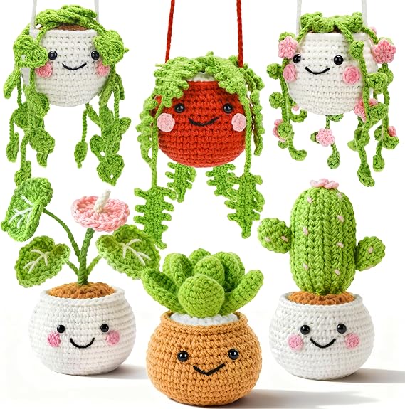 Joyclub Crochet Kit for Beginners 6 Fake Plants with Video for Adults