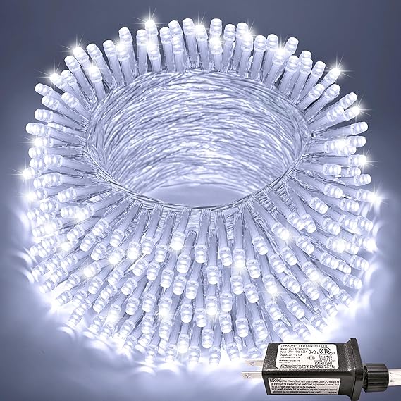 JMEXSUSS 66ft 200 LED White Christmas String Lights Indoor Outdoor Plug in