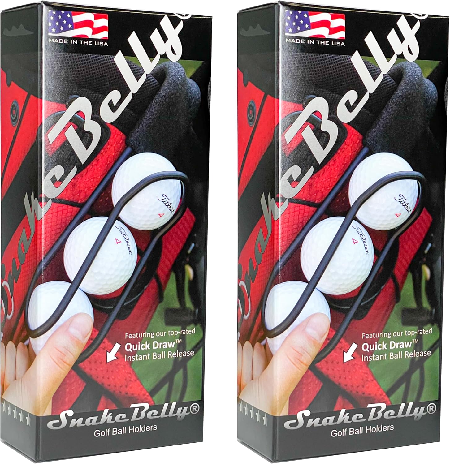 SnakeBelly Golf Ball Holder with Quick-Draw Release 2-Pack