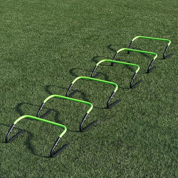 QUICKPLAY Adjustable Speed Hurdles Set of 6 - Football Training Hurdles with 3 Height Settings, Agility Hurdles for Football & Sports Hurdle Training, Foldable Mini Hurdles with Carry Bag