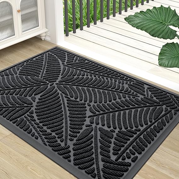 Colorxy Waterproof Front Doormat, Sturdy Natural Rubber Door Mat, 29.5x17