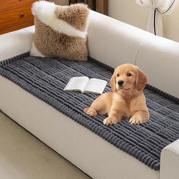 MYSKY HOME Couch Covers for Dogs, Non-Slip Sofa Cover, Dark Grey, 27.6x59in