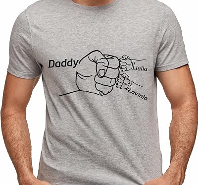 Personalized, Custom Child Fist Bump Shirt, Dad & Grandpa Shirts, Customizable Daddy Top with Kids Name, Christmas Surprise for Dad and Husband, Unique Father 2025 Multiple Colors
