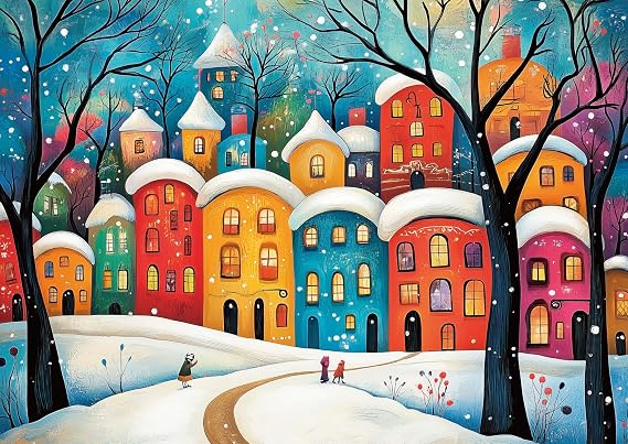 Jigsaw Puzzles for Adults 1000 Piece Snow Dream Town 27.56 x 19.69 Inch Jigsaw Puzzle for Adults Educational Game 1000 Pieces Puzzles for Adult