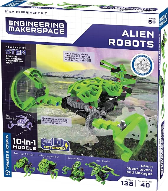 Thames & Kosmos | 555062 | Alien Robots | Science Experiment | Construct 10 Machines | Multi Lingual Kit | Engineering Makerspace | 10 in 1 Model | Stem | Ages 8+