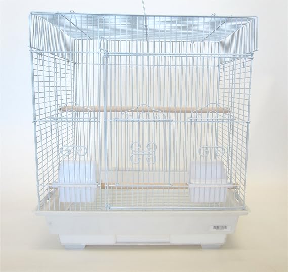 YML 3/8-Inch Bar Spacing SquareTop Small Bird Cage, 18-Inch by 14-Inch, White