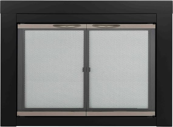 Pleasant Hearth Alsip Sunlight Nickel Glass Firescreen door | Large