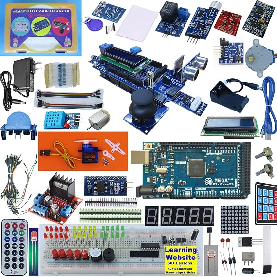 Professional Mega R3 Mega 2560 Starter Kit Compatible with Arduino IDE, the Most Detailed 50+ Lessons, Plus 40+ Background Knowledge Articles, Detailed Explanation, Compass, Gyro UK