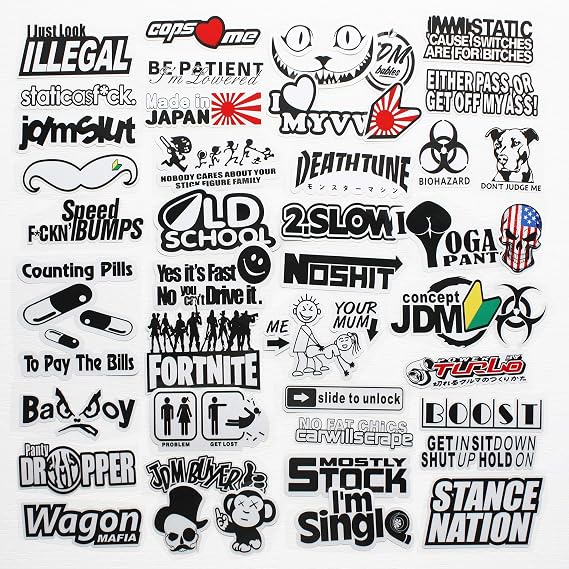 JDM Race Car Decals - Japanese JDM Reflex Hard Hat Stickers - Funny Adult Stickers
