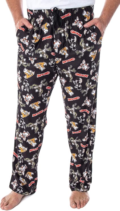 INTIMO The Gremlins Men's Gizmo Stripe Daffy Mogwai Allover Character Adult Sleep Lounge Pajama Pants