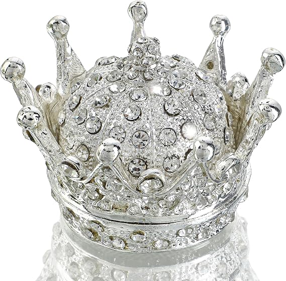 YU FENG Crown Trinket Box, Jeweled Jewelry Organizer Ring Holder Box | Royal Inspired Design, Sparkling Rhinestones, Compact Storage, Princess Decor, Display Piece