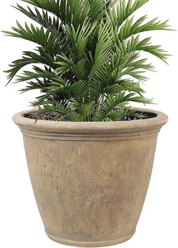Sunnydaze Anjelica 24'' Large Plastic Planter Pot for Plants, Beige