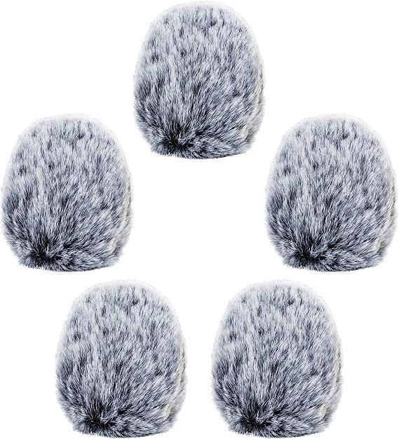 Cubilux Furry Windscreen for Game Headset, Muff Windshield Windjammer Deadcat,Wind Muff & Dead Cat for Headset, 5-Pack