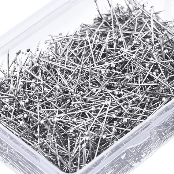 Shappy 1600 Pieces 1 1/16 Inch Head Pins Bouquet Pins Diamond Head Pins for Craft 1 1/16 Inch Fine Satin Pin Dressmaker Pins for Jewelry Making, Sewing and Craft, Stainless Steel