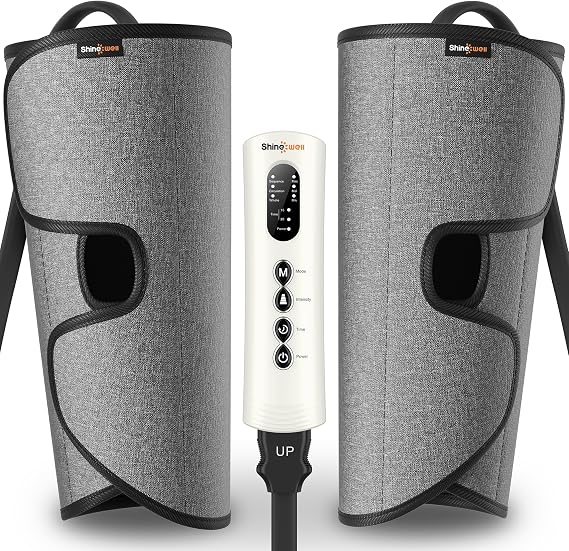 SHINE WELL Leg Compression Massager for Circulation and Pain Relief Fsa, Air Compression Calf Massager with 3 Modes 3 Intensities 2 Timing, for Restless Legs Syndrome Relief, Wellness Gift for Mom Dad
