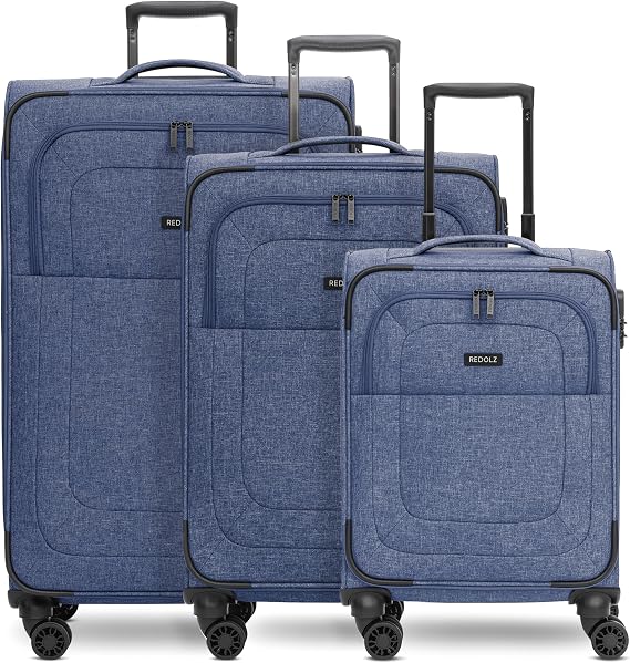 REDOLZ Suitcase Set 3 Pieces 4 Double Wheels TSA Lock Expandable