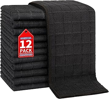 Salon Towels, 12 Pack Black Hand Towels for Bathroom, 16 by 27 Inches Bulk Quick Dry Absorbent Microfiber Hair Towel, Bathroom Towels for Gym Spa Barber Pedicure Makeup & Beauty