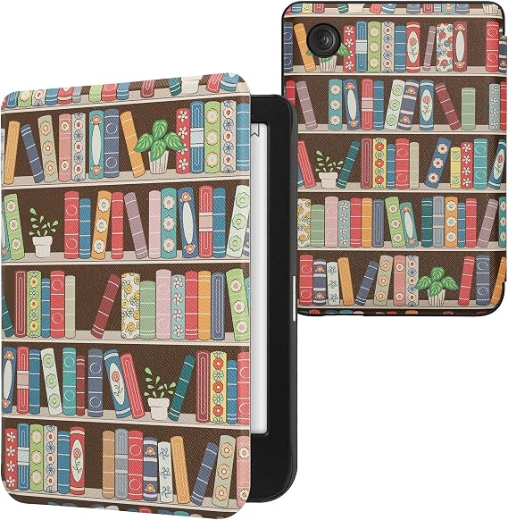 kwmobile Cover for Kobo Clara BW/Colour Case - eReader Cover with auto sleep funktion - Summer Library with Blue/Green/Dark Pink