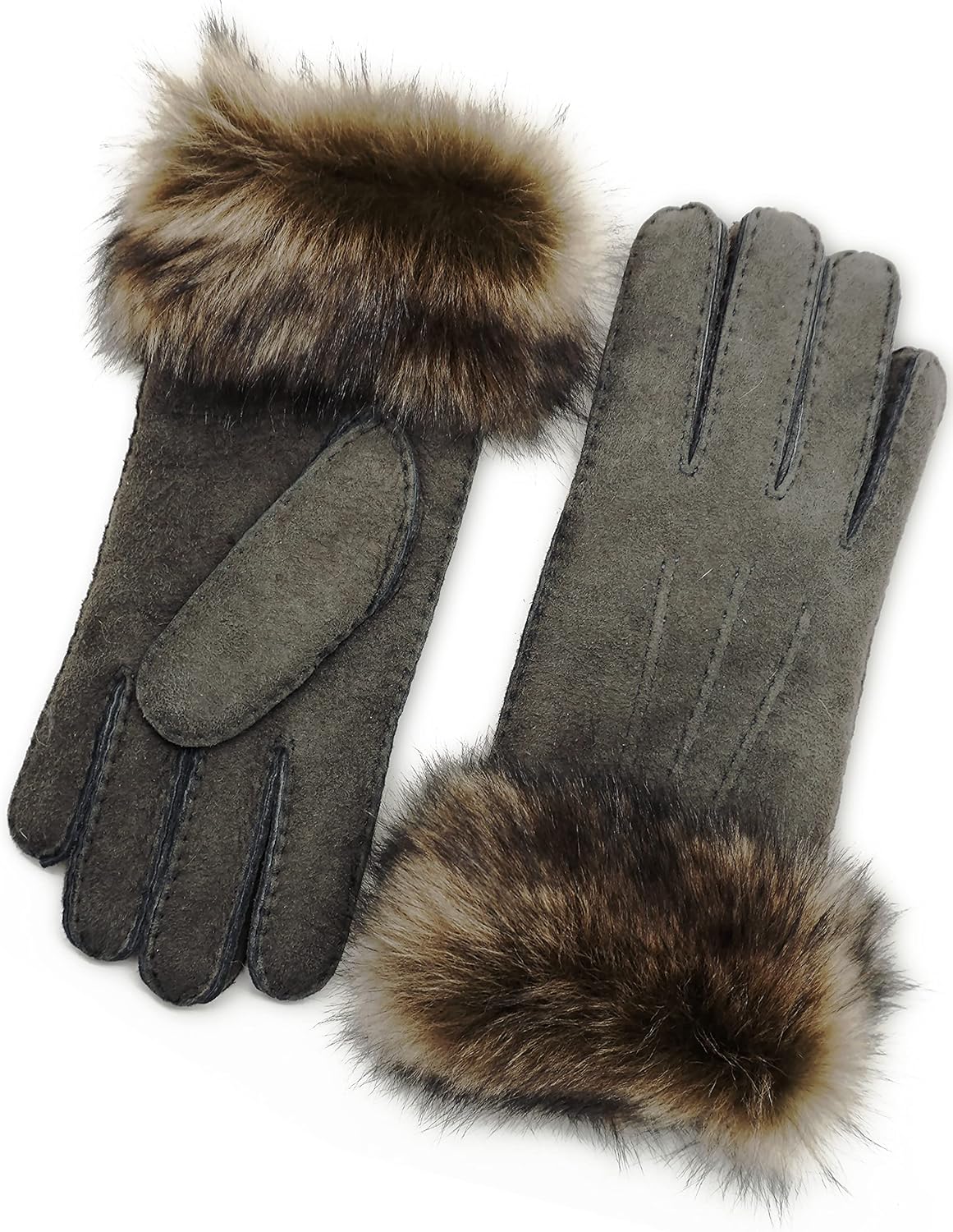 YISEVEN Womens Merino Sheepskin Shearling Leather Gloves Furry Cuff