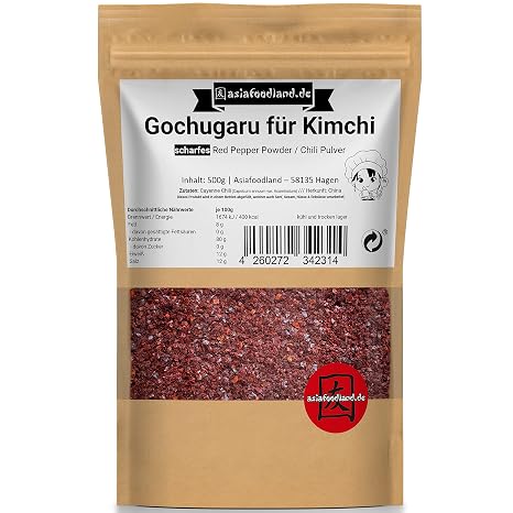 Asiafoodland Gochugaru Chili Powder for Kimchi Hot Red Pepper Powder Pack of 1 (1 x 500 g)