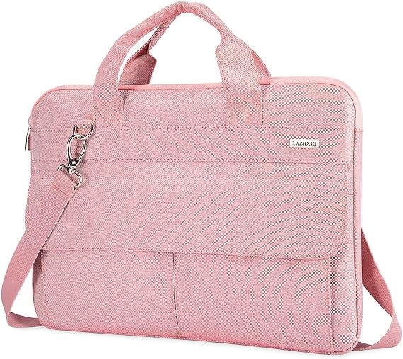 LANDICI 17-17.3 Inch Laptop Bag with Shoulder Strap, Water-Resistant, Pink