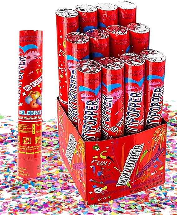 Toysery 12 Pack Multicolor Confetti Cannons