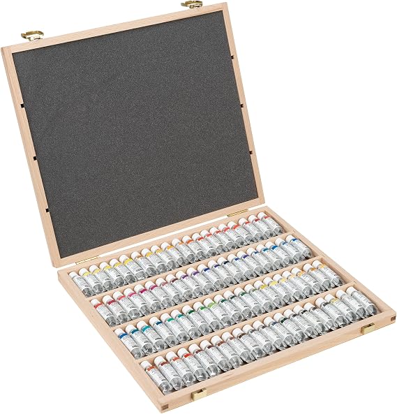 Schmincke Horadam Aquarell 80 x 5 ml artists' watercolors, 74 655 097 | elegant beech wood case