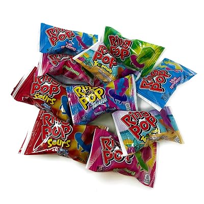 Ring Pops Variety Assortment - 10 Count - Ring Pop Candy Lollipop Rings Fruit Flavored Suckers - Sweet Party Candy Snack Mix - Individually Wrapped