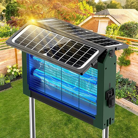 Solar Bug Zapper Outdoor, 4500V Mosquito Zapper with Dual Solar Panels