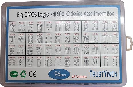 48 Types 96PCS 74LSxx Series Logic IC Assortment Kit 74LS01 74LS90 74LS373 74LS374, TTL, Low-Power Schottky Logic IC