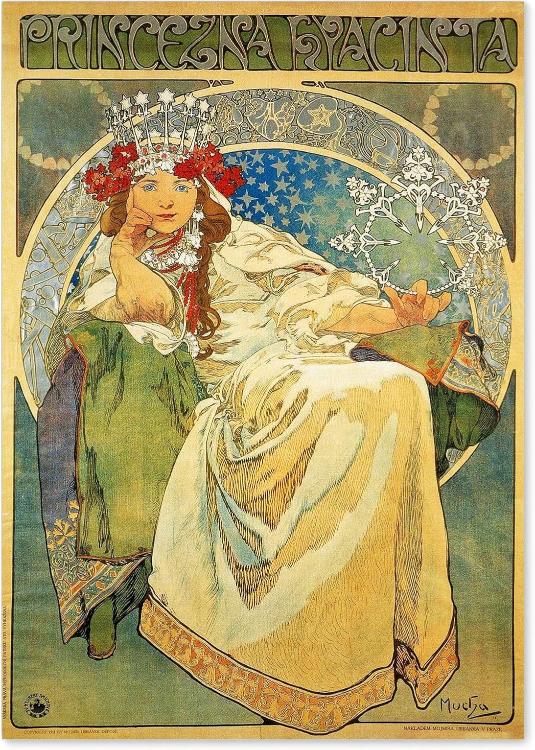 Made in Japan】 Poster Alphonse Mucha “Princess Hyacinth 1911”16.5inch×11.7inchA3＜fine Art Paper Print＞Print on a Thick Sheet of Paper Painting Wall Art