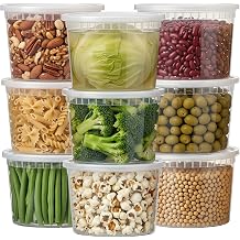 Plastic Deli Containers with Lids 64oz (16 Piece Set) – Leak-Proof, BPA-Free Food Storage Containers for Soup, Slime & Meal Prep, Stackable, Microwave, Dishwasher Safe, Reusable Clear Plastic
