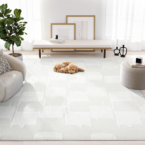 Abani Nomad Cream Area Rug 2' x 3' for Living Room, Bedroom - Tone-on-Tone Abstract Design - Durable & Easy to Clean